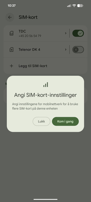 Velg Kom i gang
