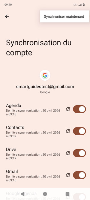 Sélectionnez Synchroniser maintenant