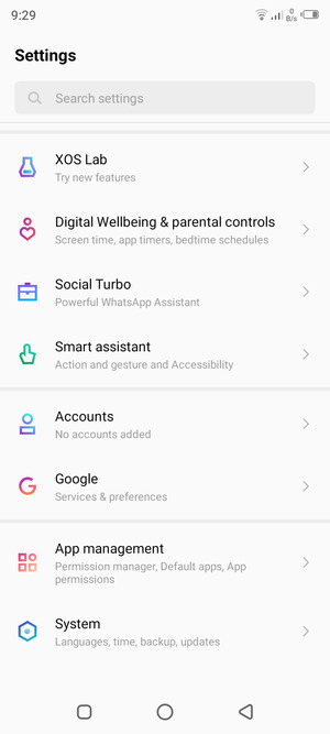 Scroll to and select Accounts