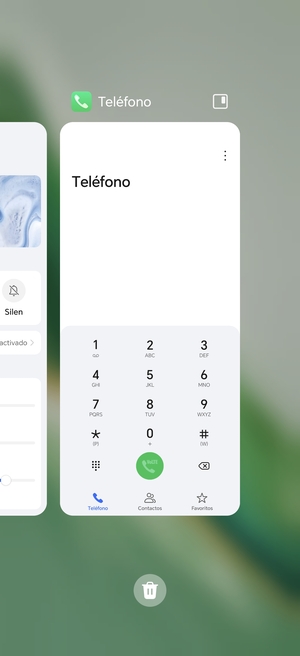 Seleccione el icono Eliminar para cerrar todas las aplicaciones en ejecución