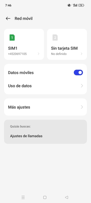 Seleccione SIM1 o SIM2