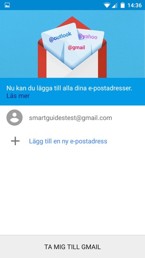 Välj TA MIG TILL GMAIL