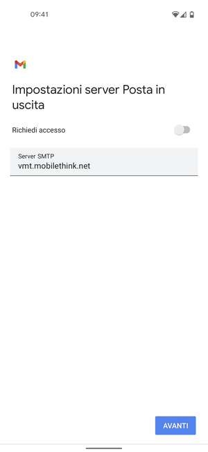 Disattiva Richiedi accesso e seleziona AVANTI