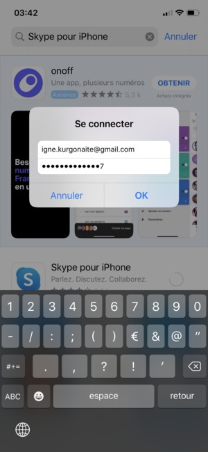 Saisissez votre Identifiant Apple et mot de passe et sélectionnez OK
