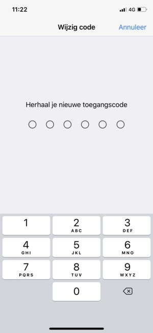 Voer uw wachtwoordcode opnieuw in