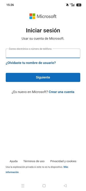 Introduzca su Dirección de correo electrónico y seleccione Siguiente