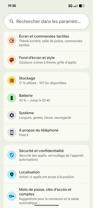 Faites défiler et sélectionnez Système
