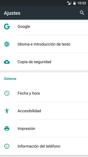 Desplácese y seleccione Información del teléfono