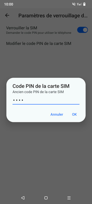 Saisissez Ancien code PIN de la carte SIM et sélectionnez OK