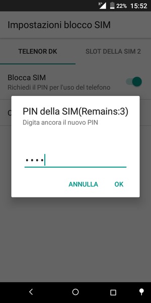 Conferma il nuovo PIN della SIM e seleziona OK