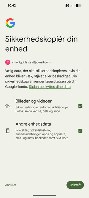 Vælg dine foretrukne muligheder og vælg Bekræft