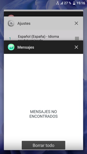 Seleccione Borrar todo para cerrar todas las aplicaciones en ejecución