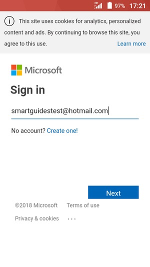 Enter your  Hotmail address and select Next