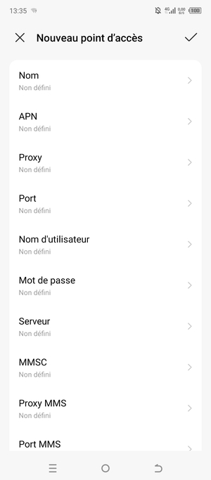 Saisissez les informations MMS