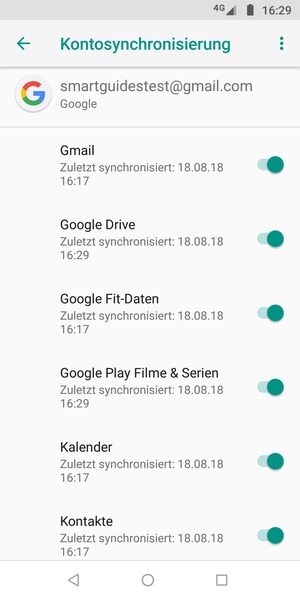 Stellen Sie sicher, dass Kontakte ausgewählt ist