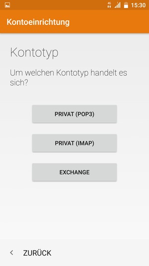 Wählen Sie PRIVAT (POP3) oder PRIVAT (IMAP)
