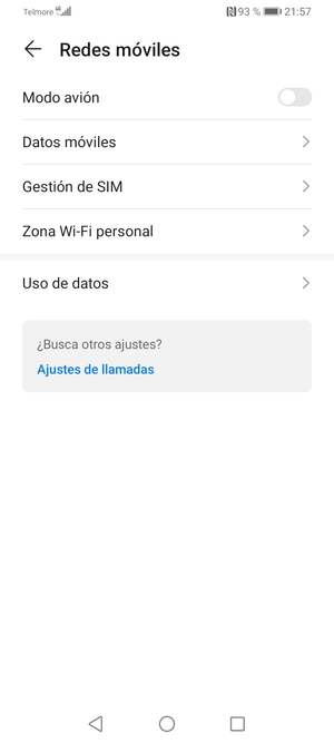 Seleccione Datos móviles