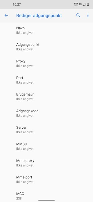 Indtast internet-oplysninger