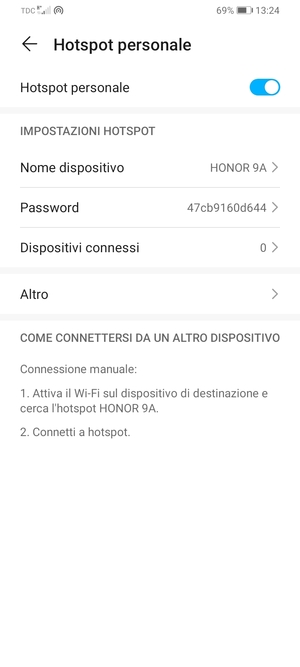 Il telefono è ora pronto per essere usato come modem