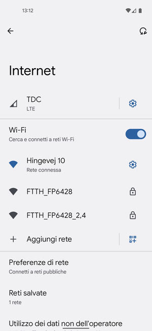 Ora sei connesso alla rete Wi-Fi