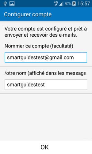 Donnez un nom à votre compte et saisissez votre nom. Sélectionnez OK