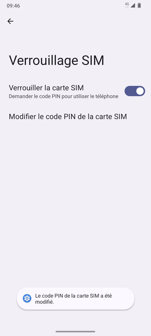 Votre code PIN de la carte SIM a été modifié