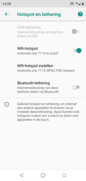 Uw telefoon is nu geïnstalleerd voor gebruik als modem