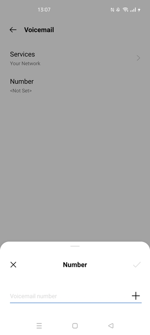 Enter the Voicemail number and select OK