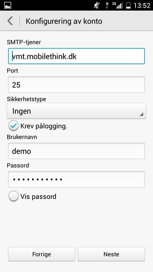 Skriv inn utgående serveradresse