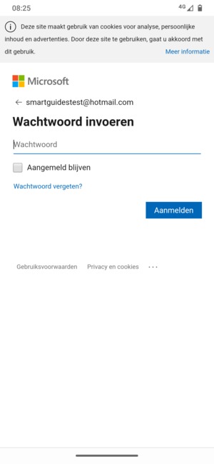 Voer uw wachtwoord in en selecteer Aanmelden