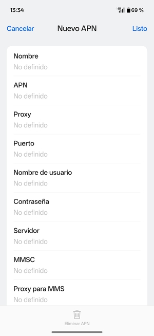 Introduzca la información de Internet