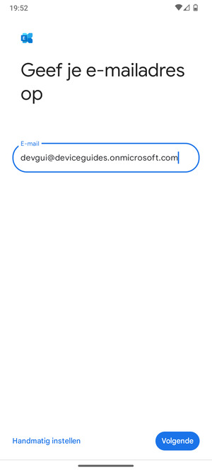 Voer uw e-mailadres in en selecteer Handmatig instellen