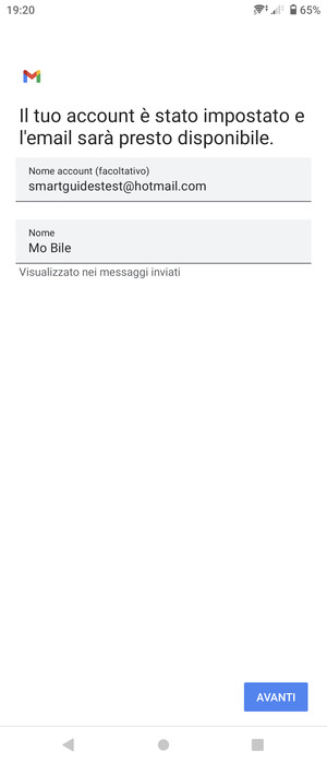 Scegli un nome per il tuo account e inserisci il tuo nome. Seleziona AVANTI