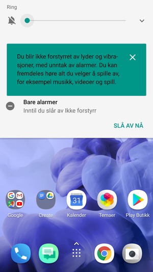 Trykk en gang til for lydløs modus