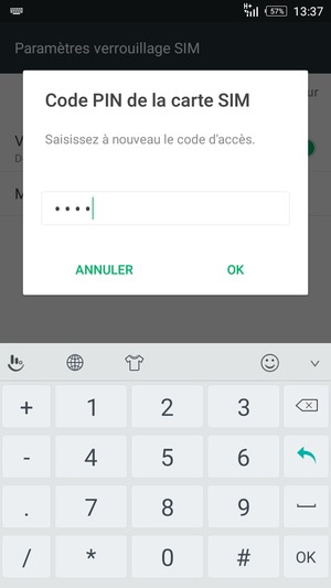Veuillez confirmer votre nouveau code PIN et sélectionner OK