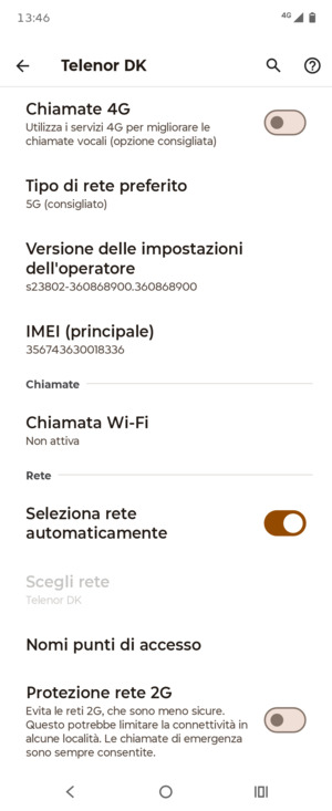 Per modificare la rete, in presenza di problemi, disattiva Seleziona rete automaticamente