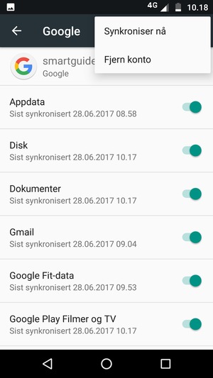 Velg Synkroniser nå