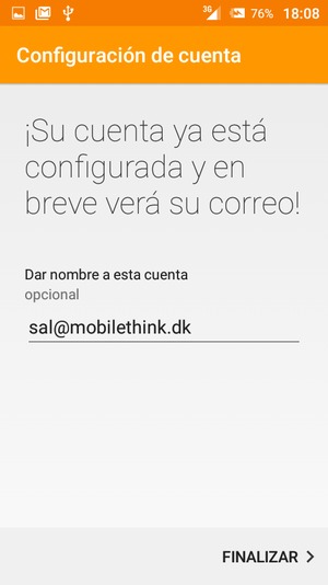 Déle a su cuenta un nombre y seleccione FINALIZAR