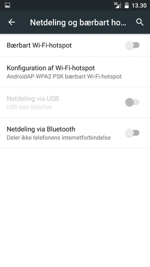 Vælg Konfiguration af Wi-Fi-hotspot