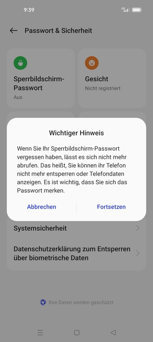 Wählen Sie Fortsetzen
