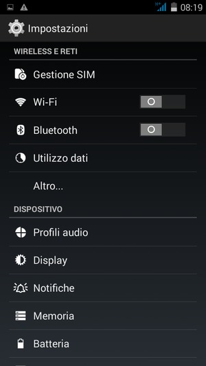 Seleziona Gestione SIM