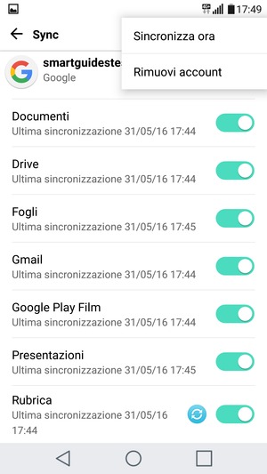 Seleziona Sincronizza ora