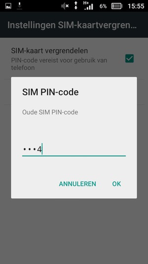 Voer uw Oude SIM PIN-code in en selecteer OK