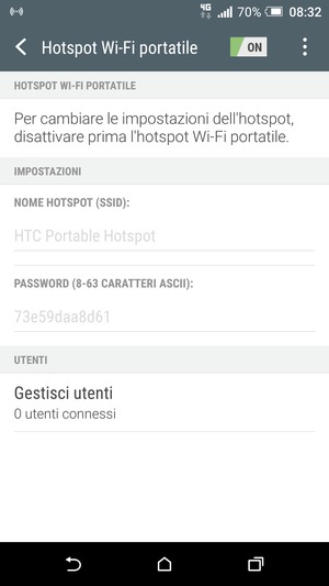 Il telefono è ora pronto per essere usato come modem