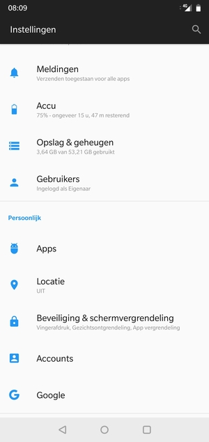 Scroll naar en selecteer Beveiliging & schermvergrendeling
