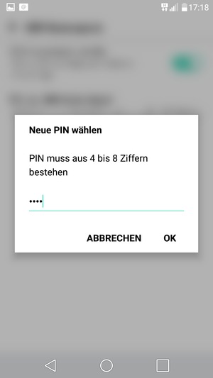 Geben Sie Ihre Neue PIN für SIM-Karte ein und wählen Sie OK