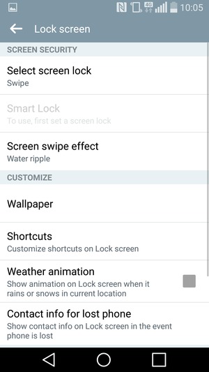 Select Select screen lock