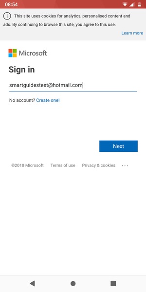 Enter your Email address and select Next