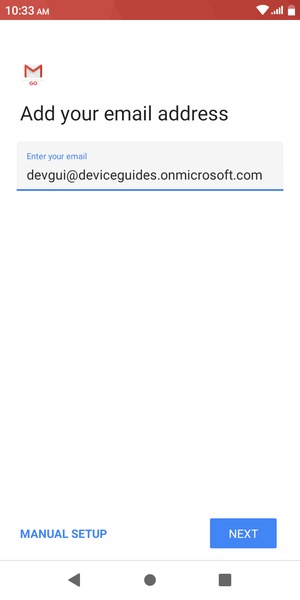 Enter your Email address and  select MANUAL SETUP