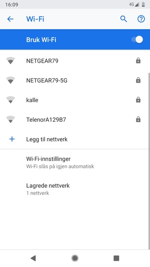 Velg det trådløse nettverket du vil koble til